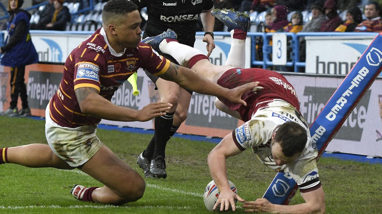 Liam Marshall almost had four tries if not for having this one disallowed. (Photo by George Wood/Getty Images)