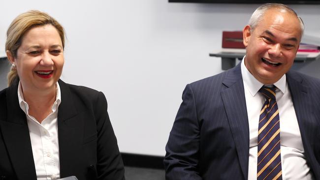 Queensland Premier Annastacia Palaszczuk and Gold Coast Mayor Tom Tate at a community cabinet meeting on the Gold Coast. Picture: NCA NewsWire/Tertius Pickard