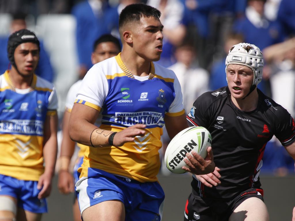 Jacob Halangahu during the Peter Mulholland Cup grand final between Patrician Brothers Blacktown and Endeavour Sports High. Picture: Warren Gannon Photography