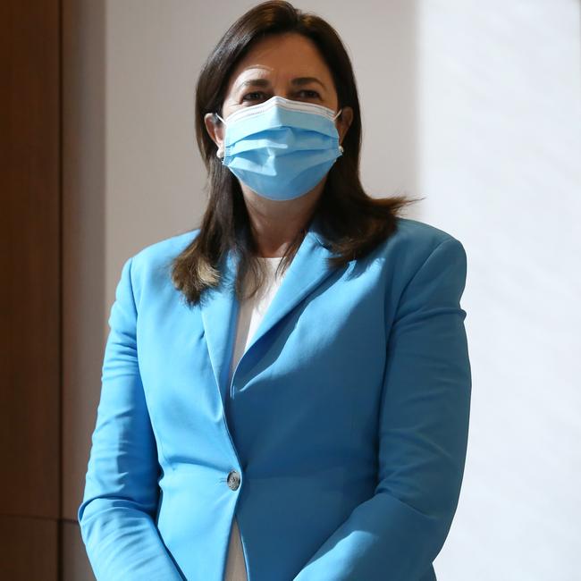 Queensland Premier Annastacia Palaszczuk looks on at a press conference in Brisbane. Picture: NCA NewsWire /Jono Searle