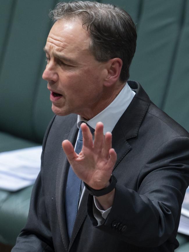 Minister for Health and Aged Care Greg Hunt during Question Time. Picture: NCA NewsWire / Martin Ollman