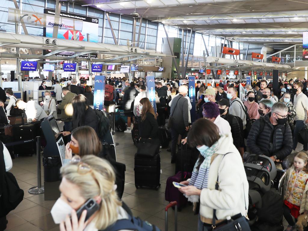 Long delays at airports have enraged some passengers about the state of airlines returning from Covid-19. Picture: John Grainger