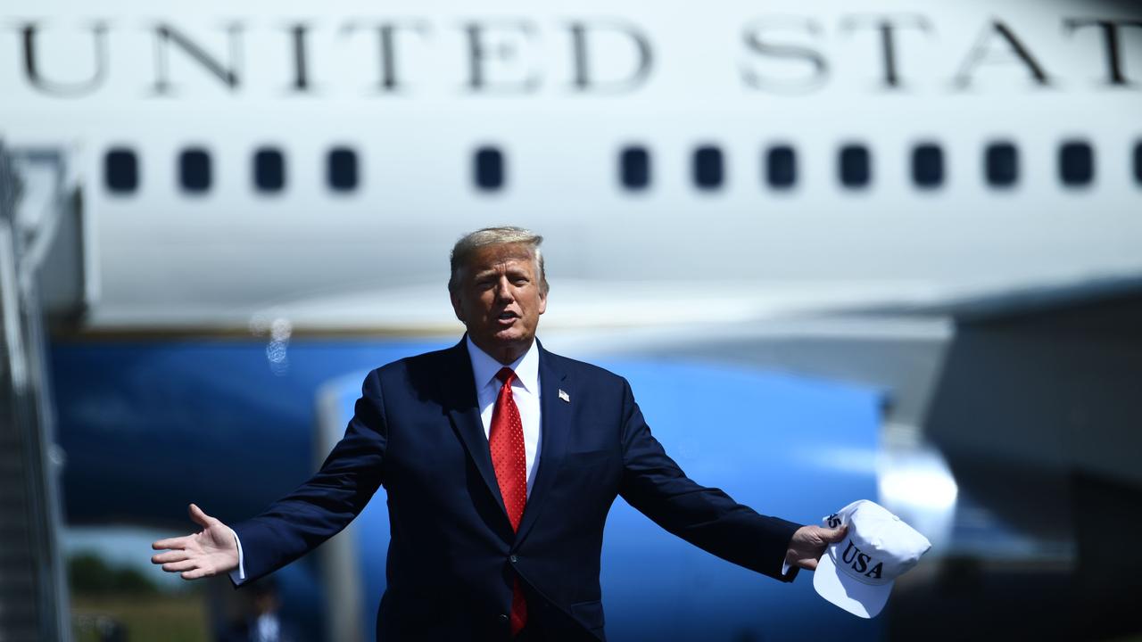 US President Donald Trump says he doesn’t want to see a big surge of coronavirus cases like in New Zealand, where there are 78 active cases. Picture: Brendan Smialowski/AFP