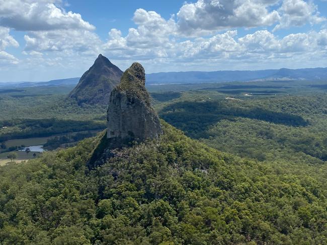 Mt Beerwah photo from the air, via RACQ Lifeflight rescue helicopter.