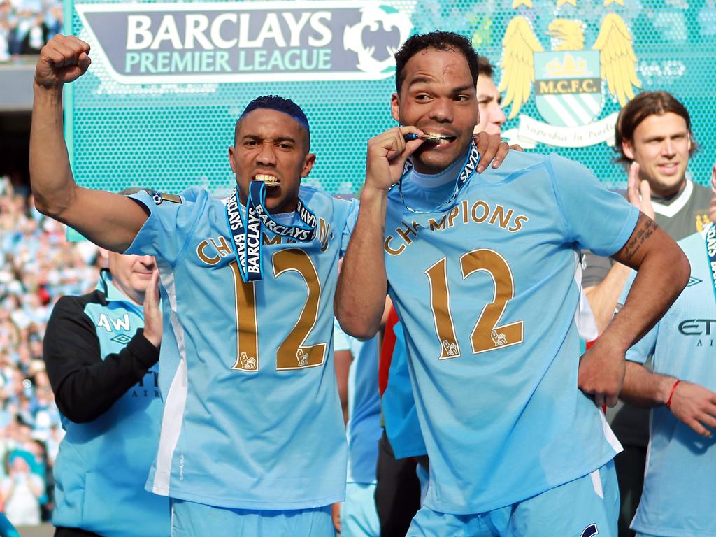 Joleon Lescott says the team of 2012 are still close. Picture: Sharon Latham/Manchester City FC via Getty Images