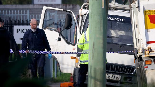 Police pictured at a crime scene on Donald Street in Yennora. Picture: NewsWire / Damian Shaw