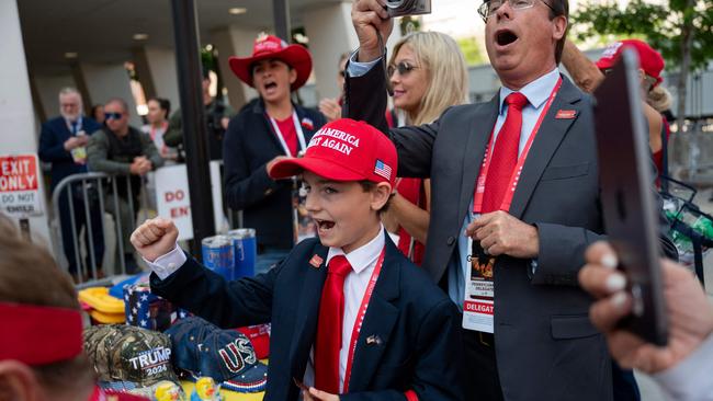 Trump supporters outside the RNC convention in Milwaukee.