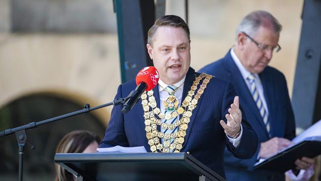 Brisbane Lord Mayor Adrian Schrinner wants tougher laws around the use of hate symbols. Picture: Richard Walker