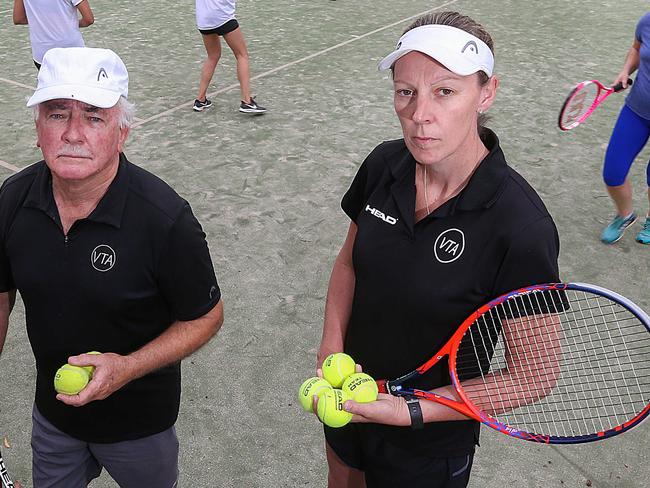 Orrong Park Tennis Centre in Malvern. CEO of Victorian Tennis Academy Tina Keown and Director Richard Foley. Picture : Ian Currie