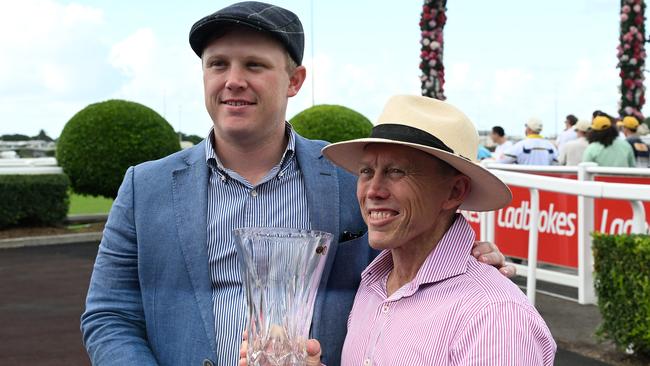 Victorious trainers Corey (left) and Chris Munce. Picture: Grant Peters/Trackside Photography