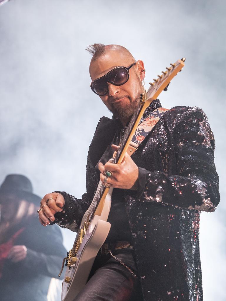 Brian Canham from Pseudo Echo performs at the Toowoomba Carnival of Flowers Festival of Food and Wine. Saturday, September 10, 2022. Picture: Nev Madsen.