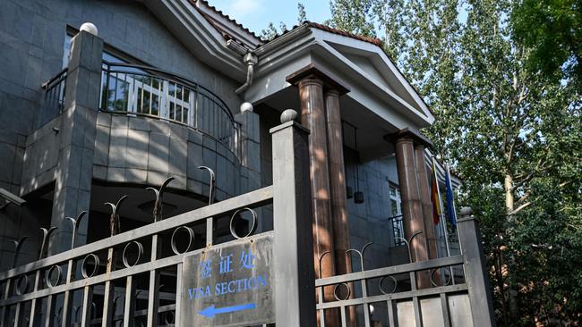 The Lithuanian embassy in Beijing on Tuesday. Picture: AFP