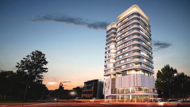 Theo Maras's luxury apartment project planned for the corner of Hutt St and East Tce.