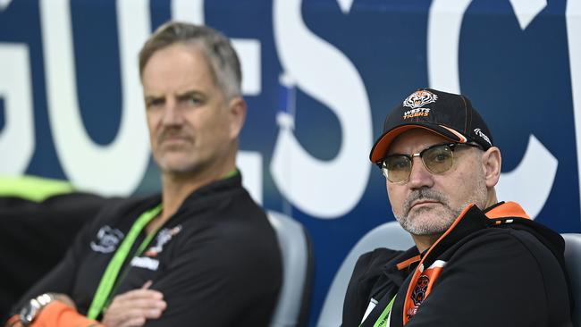 Lee Hagipantelis and Tigers’ CEO Justin Pascoe are facing an uphill battle. Picture: Ian Hitchcock/Getty Images