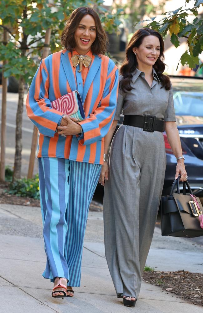 Kristin Davis and Nicole Ari Parker looked suitably glam while filming a scene for ‘And Just Like That’ in NYC. Picture: Backgrid