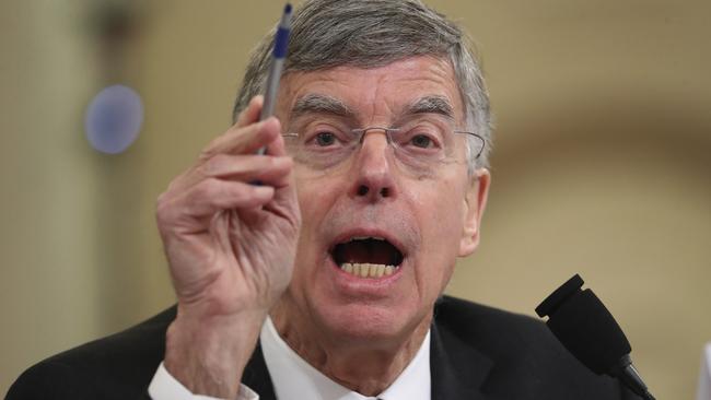 Top US diplomat William Taylor testifies before the House Intelligence Committee on Capitol Hill. Picture: AP