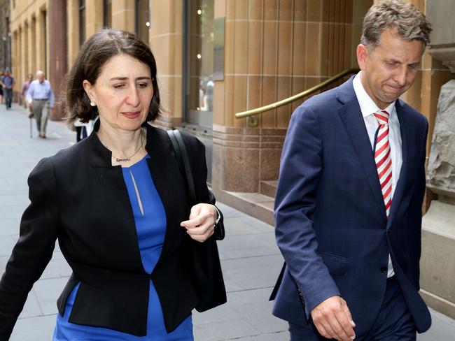 NSW Treasurer Gladys Berejiklian and Minister for Transport and Infrastructure Andrew Constance today. Picture: Jonathan Ng