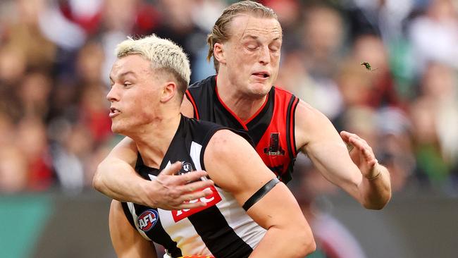 The AFL has delivered its verdict on Mason Redman’s tackle on Jack Ginnivan. Picture: Mark Stewart