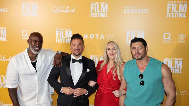 Fred Nwaka, Peter Andre, Victoria Fleri and Alex Fleri at the JAFAICAN premiere with Peter Andre at Gold Coast Film Festival at HOTA. Picture, Portia Large.