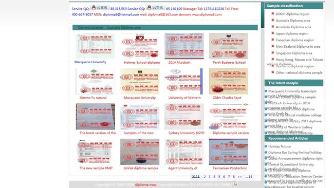 A website called Diploma8 also advertises fake Australian qualifications.
