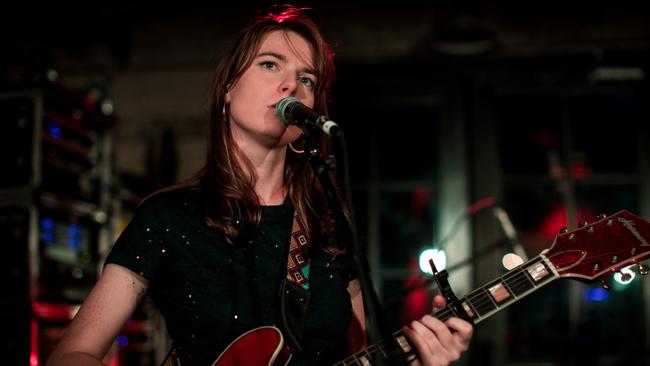 Melbourne musician Angie McMahon performs at Australia House during the SXSW festival in Austin, Texas. Picture: Marshall Tidrick