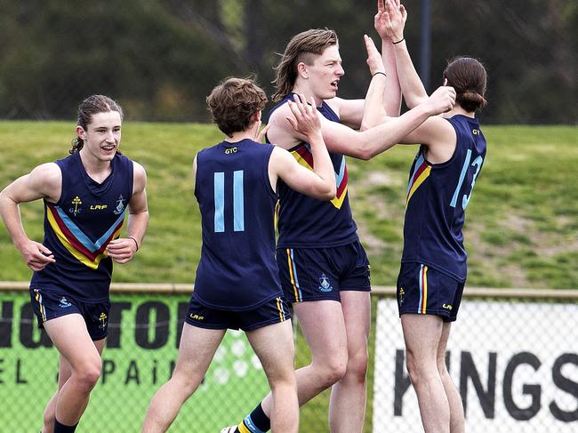 Noah Holmes celebrates one of his five game-changing goals. Picture: CHRIS KIDD