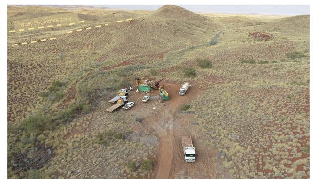 A diamond drill rig on site at Osborne, targeting the Wally pegmatite zone. Source: GRE ASX announcement