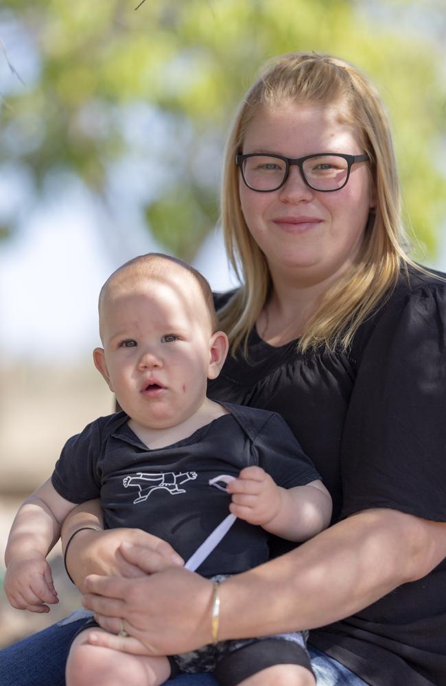 Ali De Strang and her son Layn Jones at their home at Isla near Theodore.