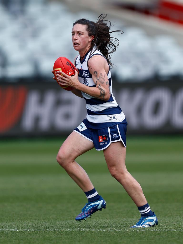 Julia Crockett-Grills suffered a season-ending ankle injury against the Eagles. Picture: Michael Willson/AFL Photos via Getty Images