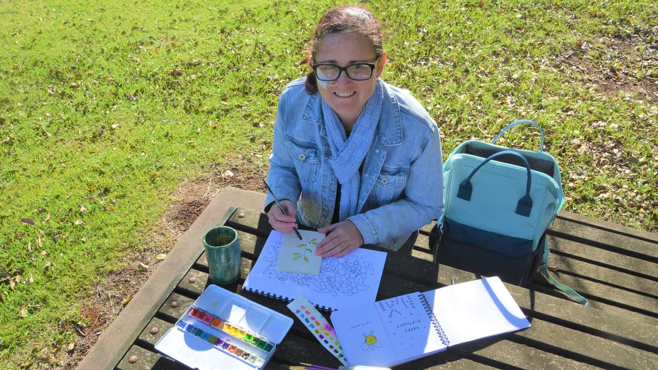 Stacey Turner who lives with different abilities has released her own handmade colouring-in book for anxiety relief and greeting cards range. Picture: Rhylea Millar