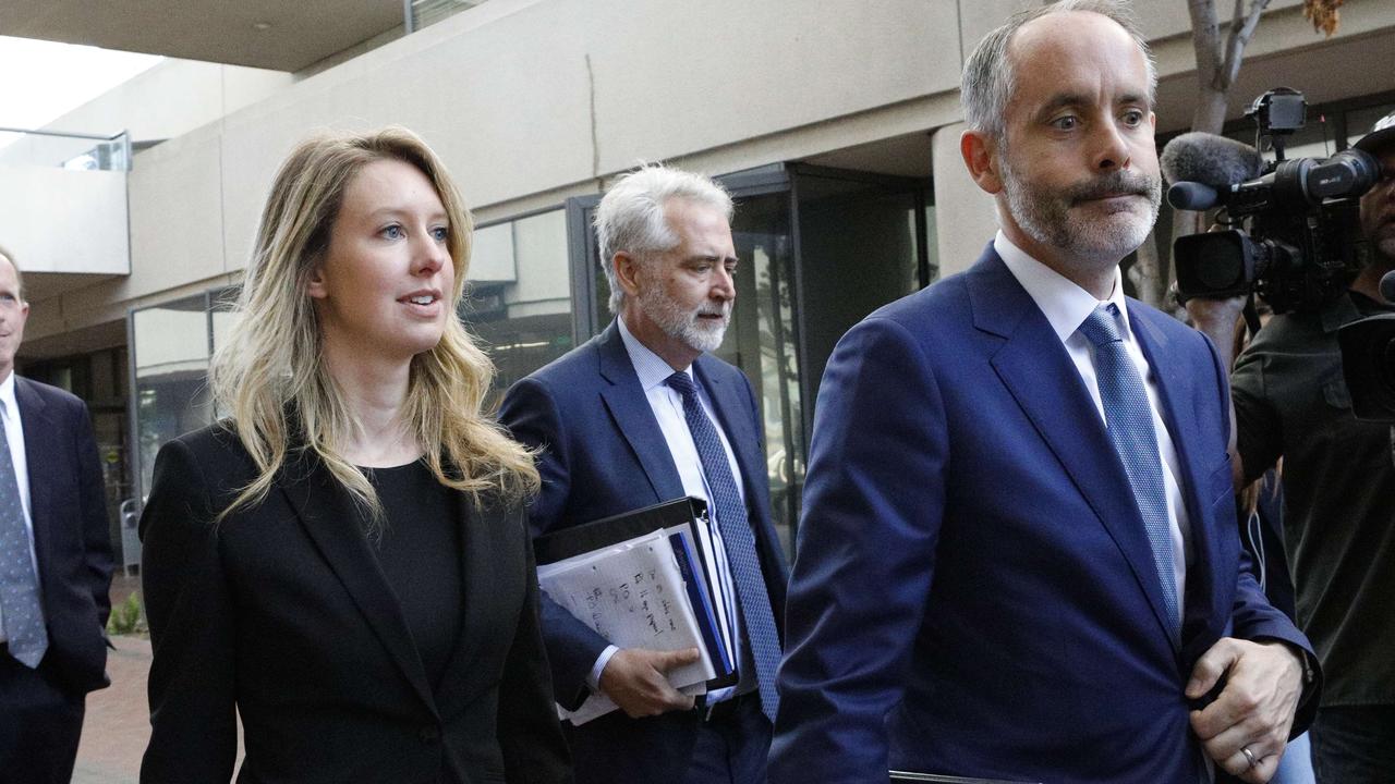 Former Theranos CEO Elizabeth Holmes and lawyer Kevin Downey. Picture: Kimberly White/Getty Images/AFP