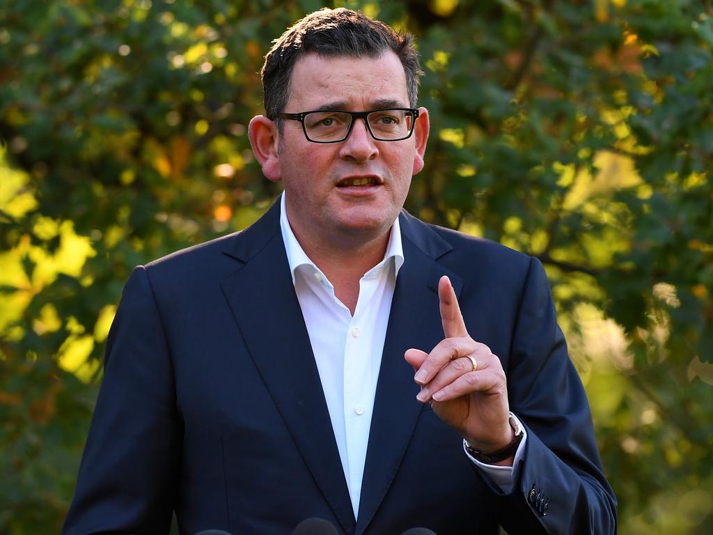 Victoria, led by Premier Daniel Andrews, had the most outrageous case of overreach this week when it suggested couples who don’t live together couldn’t see each other. Picture: AAP Image/James Ross