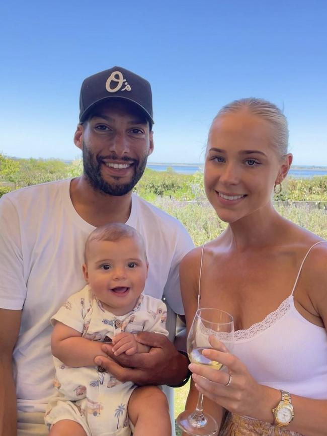 Josh Gibson, partner Ashley Bright and their son Brody. Picture: Instagram