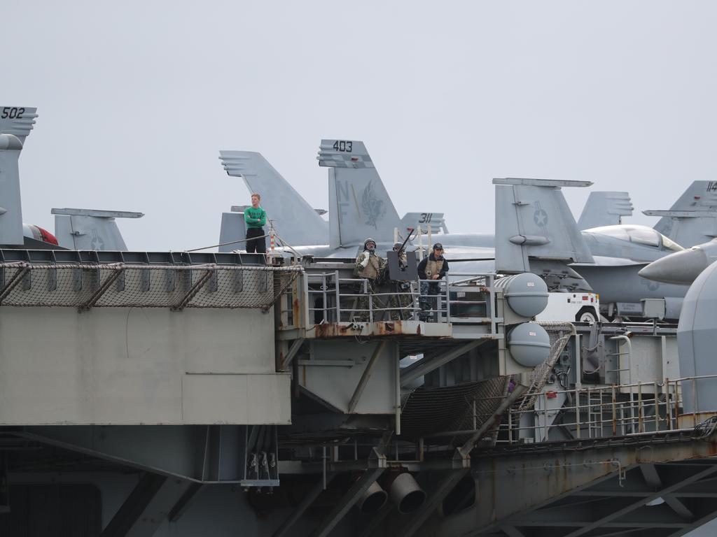 The USS Ronald Reagan arrives in Brisbane. Pic Peter Wallis