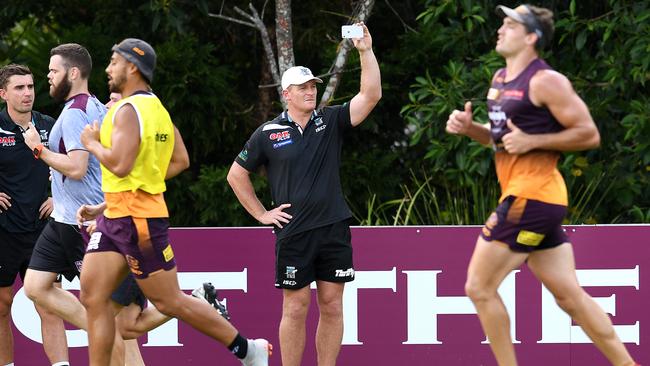 Voss observes Brisbane Broncos training in 2019. Picture: Dan Peled (AAP)