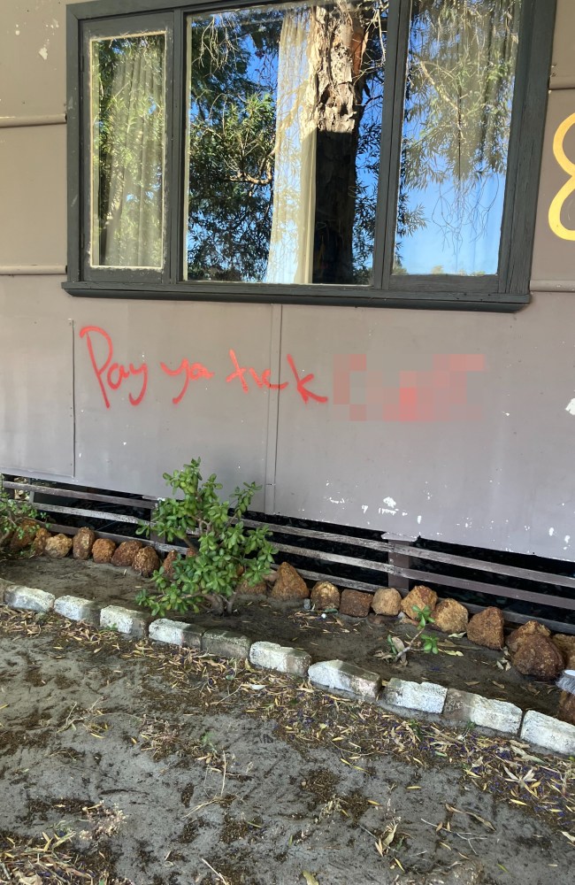 The message that was graffitied underneath Maddy's window. Picture: Supplied