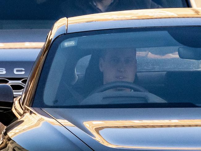 Britain's Prince William, Prince of Wales drives himself away from the London Clinic after visiting his wife, Catherine, Princess of Wales following her surgery. Picture: AFP)