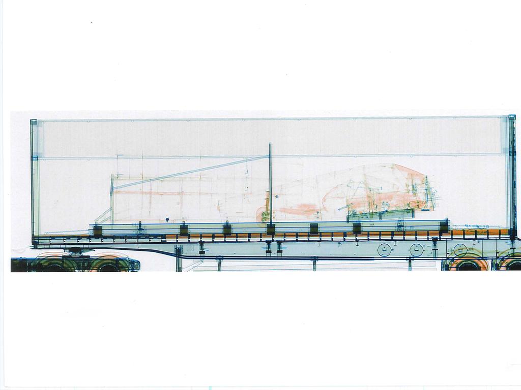 An. ABF X-ray image revealing the transport stand with methamphetamine inside. Picture: Australian Federal Police