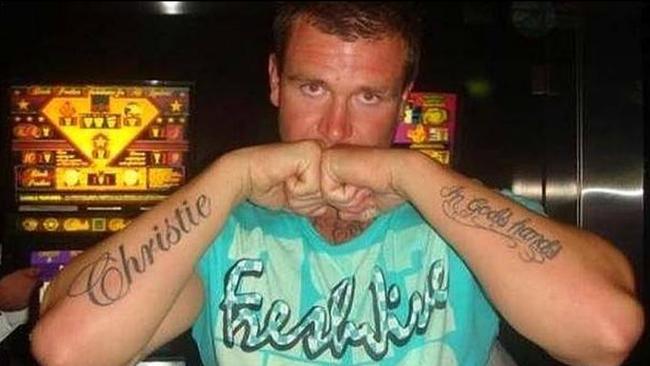 Shaun McNeil with “Christie” tattooed on his left arm. Picture: Facebook                        <a class="capi-webframe" capiId="_BEGIN:1226801534309:END_"></a>