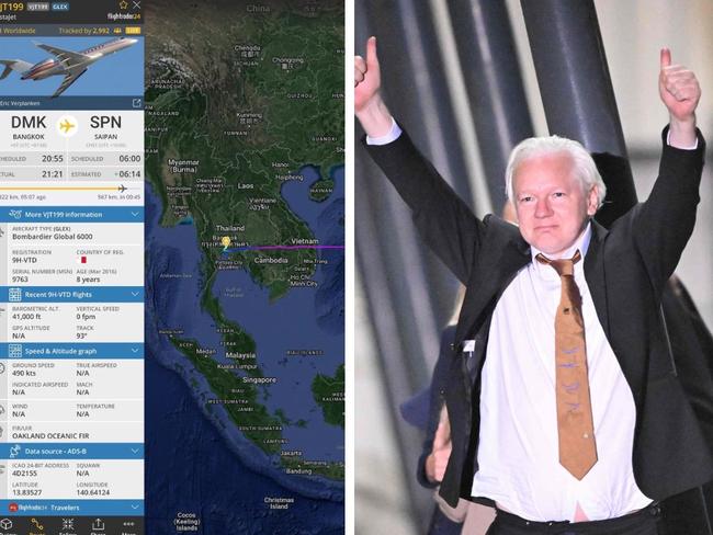 Assange's flight was the most watched around the world on the website FlightTracker.