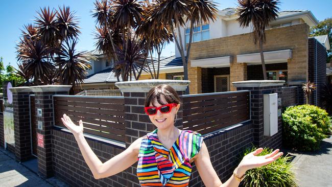 First-home buyer Shiela Scopis outside the Reservoir townhouse she just purchased. Picture: Mark Stewart