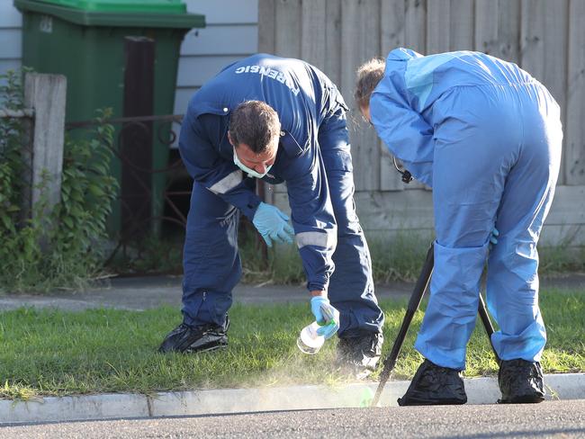 Police at the scene of Declan’s killing in Melbourne’s north. Picture: David Crosling