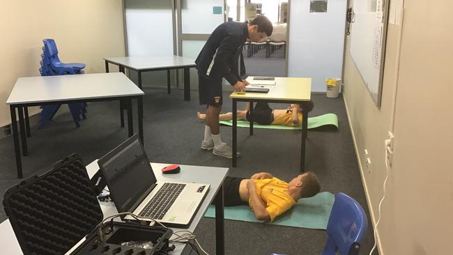 Students undergo testing as part of the sport science component. Photo: Fire FC Facebook