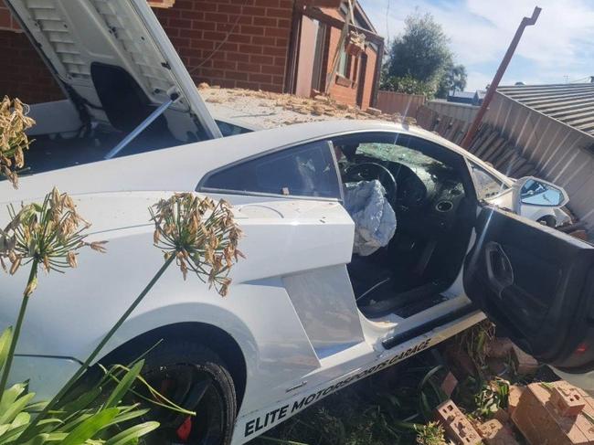 The Lamborghini Bryce Dridan allegedly smashed into a Wendouree home.