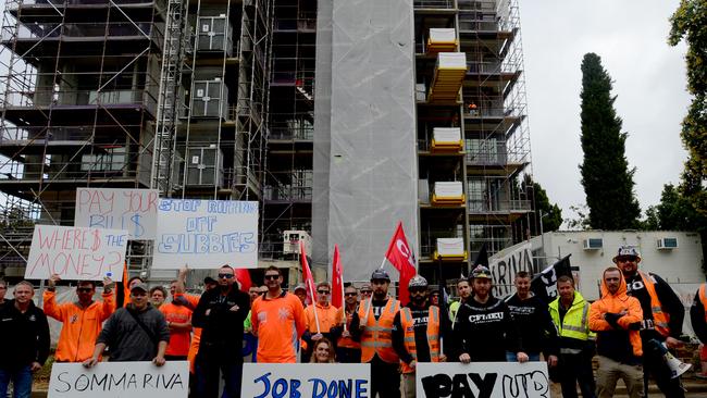 A subcontractor, backed by staff and he construction union, picketed outside the 250 East Tce project in 2019 claiming his company was owed $180,000.