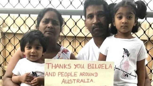 Tamil asylum seekers Nadesalingam, wife Priya, and their Australian-born daughters Dharuniga and Kopika. Picture: Twitter