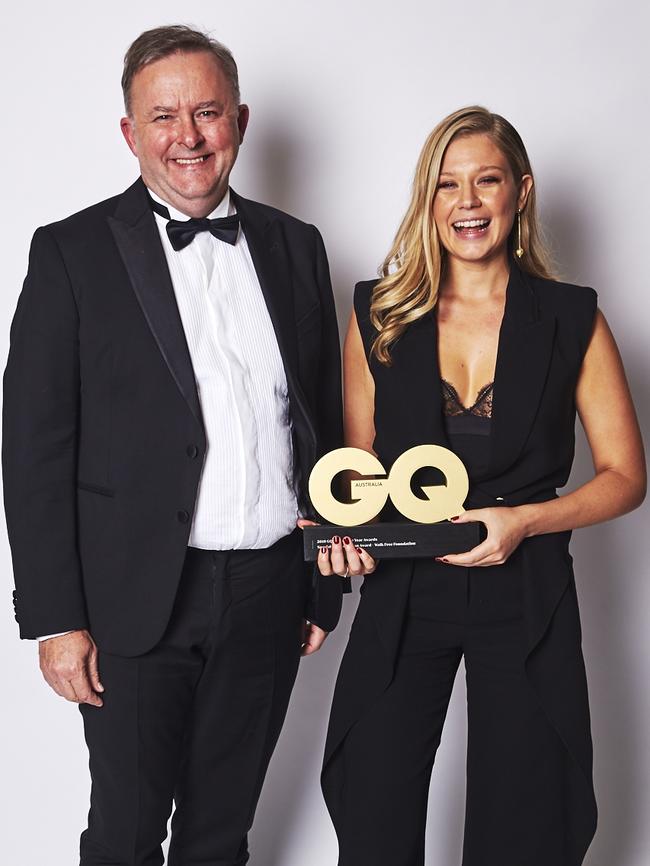 Anthony Albanese and Grace Forrest at the GQ Men of the Year Awards. Picture: Sonny Vandevelde