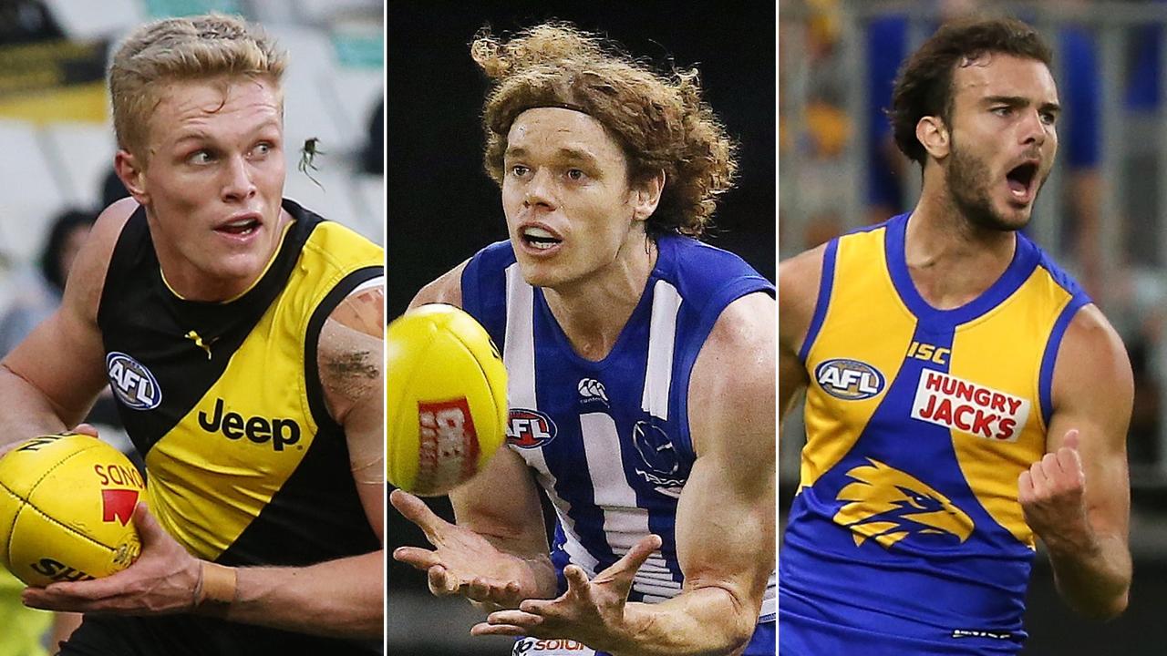 The AFL speed and distance kings: Ryan Garthwaite, Ben Brown and Jack Petruccelle.