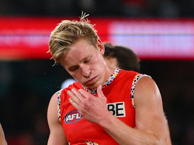 Heeney after the Swans’ loss. Photo by Morgan Hancock/AFL Photos/via Getty Images