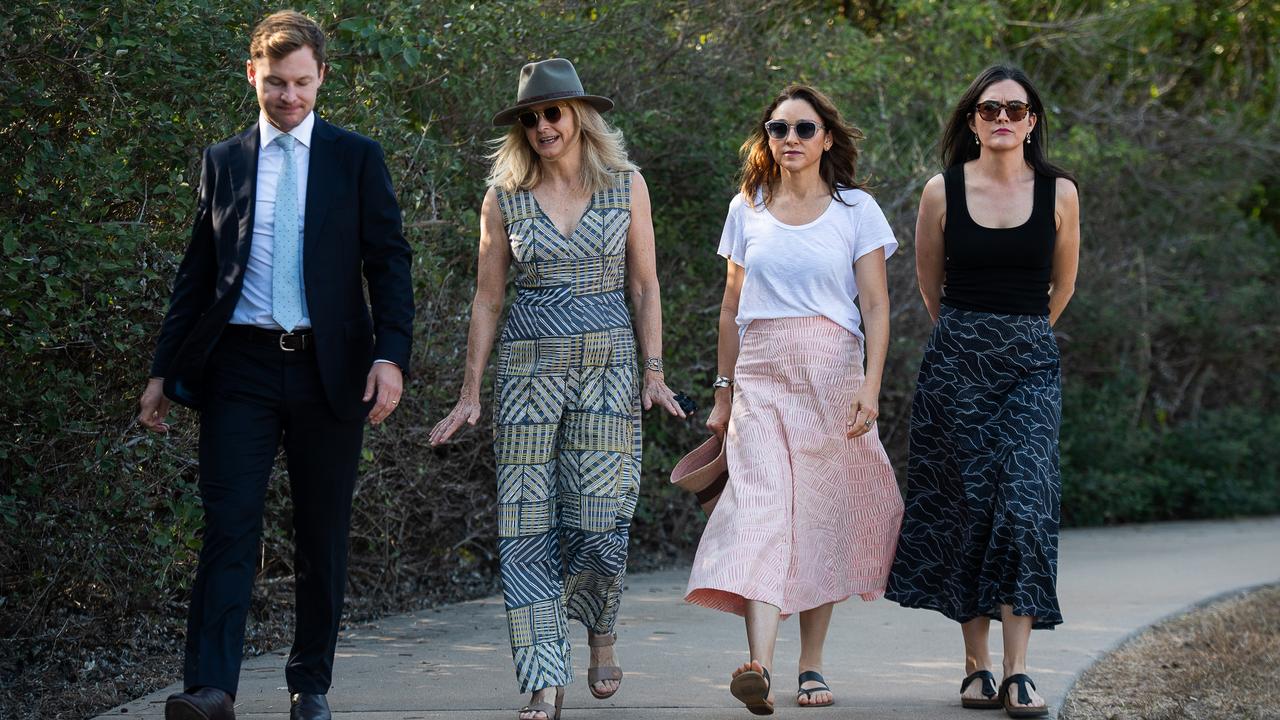 Ngeygo Ragurrk's family’s lawyer James Lowrey, left, with coroner Elisabeth Armitage, counsel assisting Peggy Dwyer, and Maria Walz. Picture: Pema Tamang Pakhrin